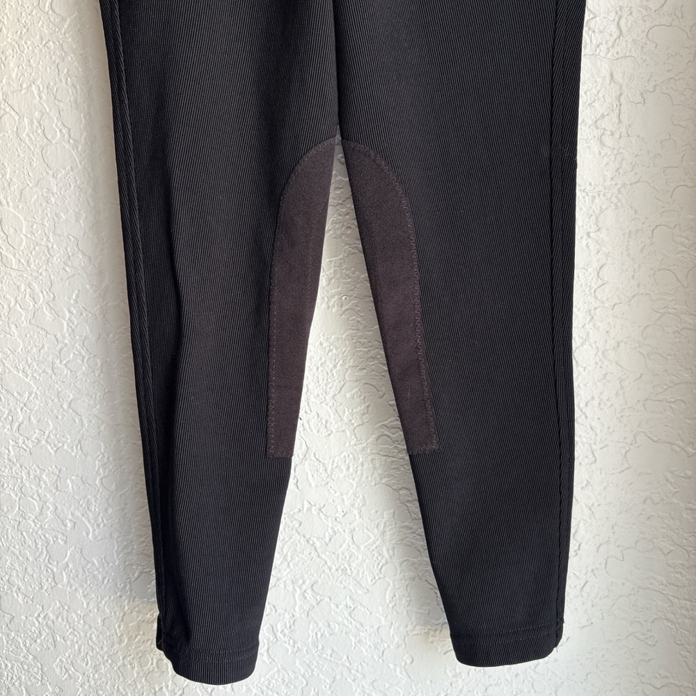 Kerrits Kids L Riding Pants Black Microcord™ Knee Patch Tights Stretch - Picture 2 of 9
